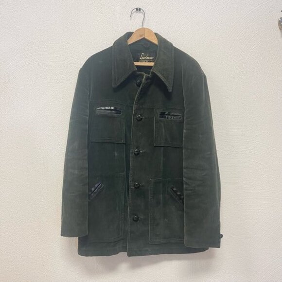 Sportswear Corduroy Utility Jacket Long Sleeves Front Button Green Size 40 Reg - Picture 2 of 11